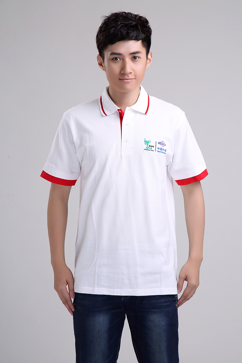 中國(guó)外運(yùn)定制白色翻領(lǐng)短袖T恤