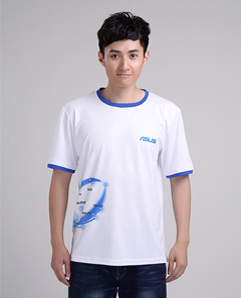 華碩公司男式白色圓領T恤定制