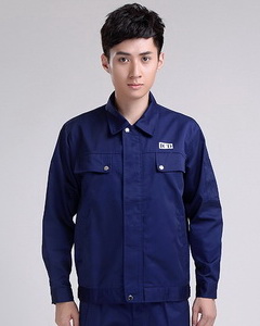 深藍(lán)色全棉長(zhǎng)袖男士套裝工程服定做