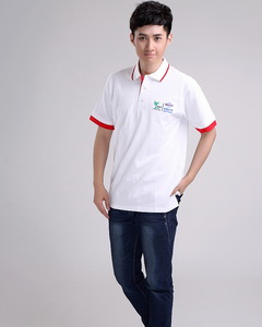 翻領拼色短袖前胸刺繡男士t恤衫廣告衫