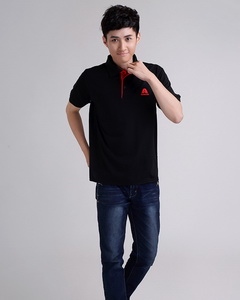 黑色翻領拼色夏季短袖廣告衫訂做